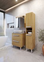 SARA 80 DONJI KUPAONSKI ORMARIĆ HRAST NATURAL S PLOČOM CANDELA MRAMOR - Slika 3