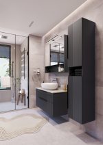 MIRIAD 80 DONJI KUPAONSKI ORMARIĆ GRAFIT SUPERMAT S PLOČOM CANDELA MRAMOR - Slika 3