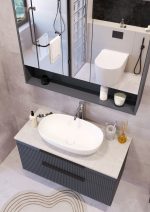 MIRIAD 80 DONJI KUPAONSKI ORMARIĆ GRAFIT SUPERMAT S PLOČOM CANDELA MRAMOR - Slika 4