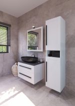 ETERNITY 70 DONJI KUPAONSKI ORMARIĆ BIJELI MAT CRNA RUČKICA S PLOČOM SCIVARO ŠKRILJEVAC - Slika 5