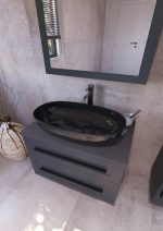 ETERNITY 70 DONJI KUPAONSKI ORMARIĆ GRAFIT SUPERMAT CRNA RUČKICA S PLOČOM SCIVARO ŠKRILJEVAC - Slika 3