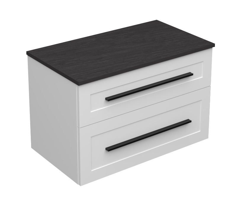 18389-1-2.jpg ETERNITY 80 DONJI KUPAONSKI ORMARIĆ BIJELI MAT CRNA RUČKICA S PLOČOM SCIVARO ŠKRILJEVAC - Slika 1