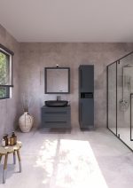 ETERNITY 80 DONJI KUPAONSKI ORMARIĆ GRAFIT SUPERMAT CRNA RUČKICA S PLOČOM SCIVARO ŠKRILJEVAC - Slika 2