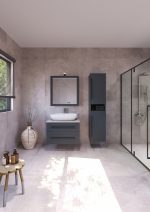 ETERNITY 80 DONJI KUPAONSKI ORMARIĆ GRAFIT SUPERMAT CRNA RUČKICA S PLOČOM CANDELA MRAMOR - Slika 2