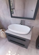 ETERNITY 80 DONJI KUPAONSKI ORMARIĆ GRAFIT SUPERMAT CRNA RUČKICA S PLOČOM CANDELA MRAMOR - Slika 3