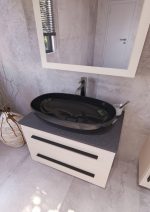 ETERNITY 80 DONJI KUPAONSKI ORMARIĆ KAŠMIR CRNA RUČKICA S PLOČOM SCIVARO ŠKRILJEVAC - Slika 3