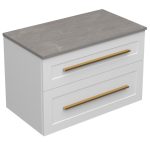 ETERNITY 80 DONJI KUPAONSKI ORMARIĆ BIJELI MAT ZLATNA RUČKICA S PLOČOM CANDELA MRAMOR