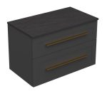 ETERNITY 80 LOWER BATHROOM CABINET GRAPHITE SUPERMAT WITH GOLD HANDLE AND SCIVARO SLATE TOP