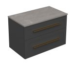 ETERNITY 80 LOWER BATHROOM CABINET GRAPHITE SUPERMAT WITH GOLD HANDLE AND CANDELA MARBLE TOP