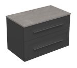 ETERNITY 80 LOWER BATHROOM CABINET GRAPHITE SUPERMAT WITH SILVER HANDLE AND CANDELA MARBLE TOP