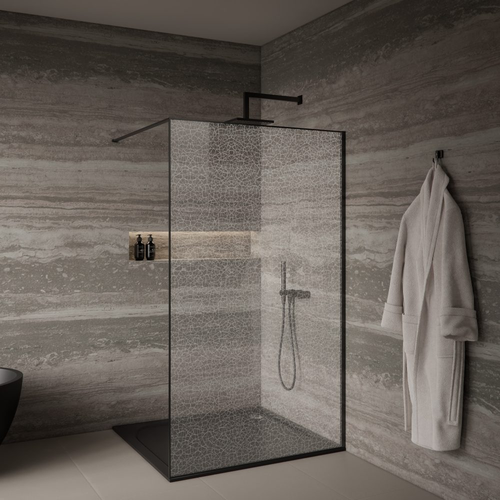 VETRO BRILLIANCE CRYSTAL 90 BLACK TUŠ STIJENA 90x200cm - Slika 3