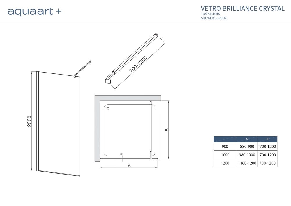VETRO BRILLIANCE CRYSTAL 120  BLACK TUŠ STIJENA 120x200cm - Slika 5