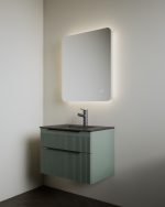 MIRIAD 70 BASE BATHROOM CABINET GREEN MATTE (BLACK MATTE WASHBASIN) - Image 3