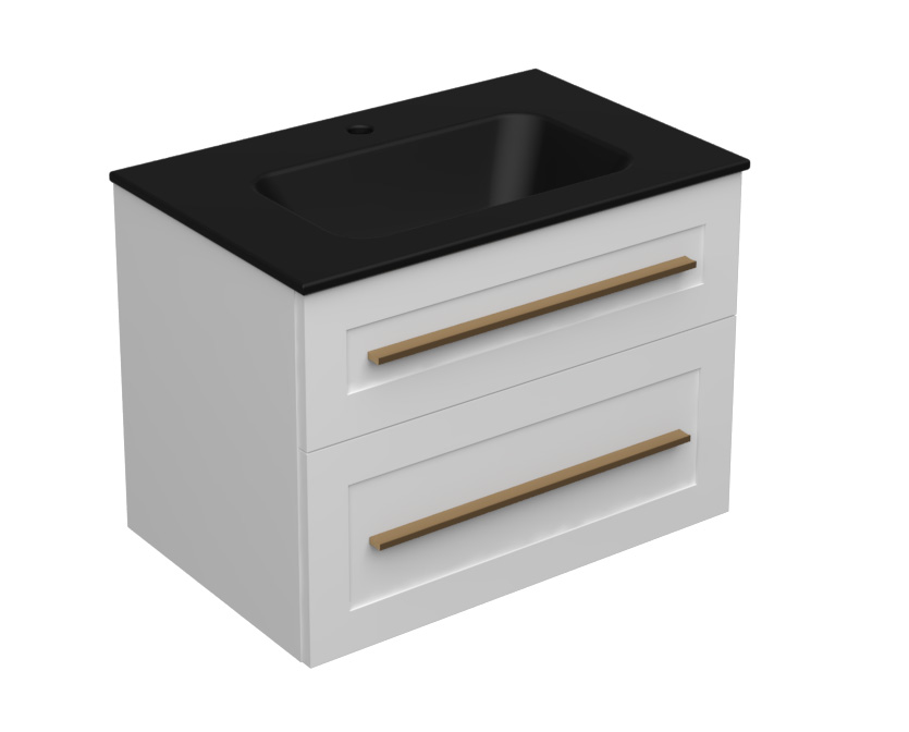 18600-1.jpg ETERNITY 70 DONJI KUPAONSKI ORMARIĆ BIJELI MAT ZLATNA RUČKICA (CRNI UMIVAONIK) - Slika 1