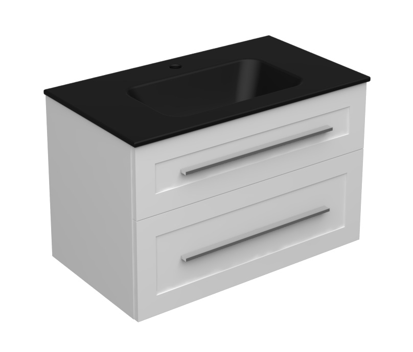 18608-1.jpg ETERNITY 80 DONJI KUPAONSKI ORMARIĆ BIJELI MAT SREBRNA RUČKICA (CRNI UMIVAONIK) - Slika 1