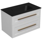 ETERNITY 80 DONJI KUPAONSKI ORMARIĆ BIJELI MAT ZLATNA RUČKICA (CRNI UMIVAONIK)