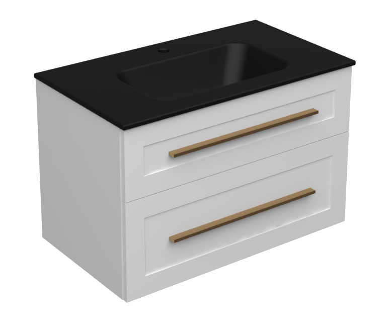 18609-1.jpg ETERNITY 80 DONJI KUPAONSKI ORMARIĆ BIJELI MAT ZLATNA RUČKICA (CRNI UMIVAONIK) - Slika 1