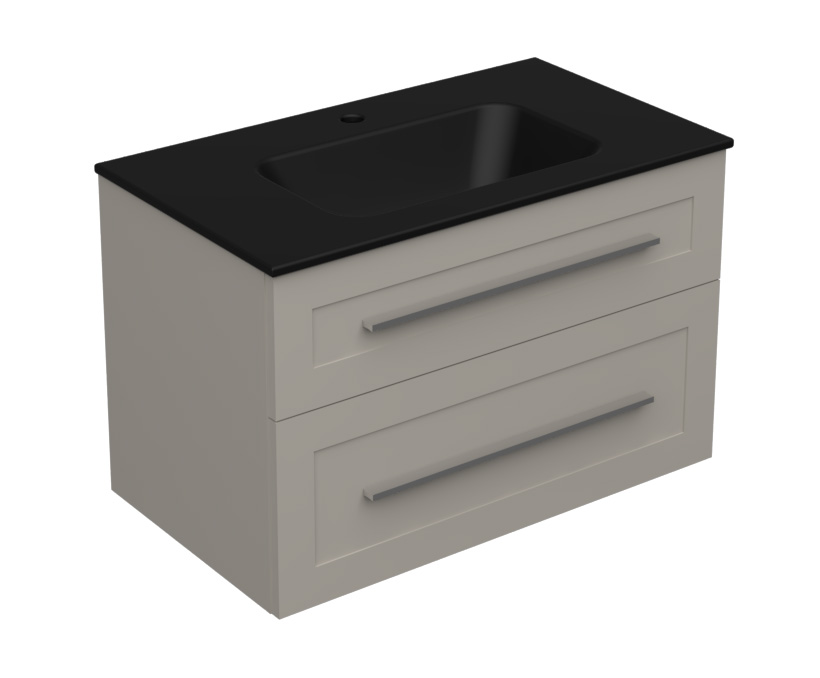 18614-1.jpg ETERNITY 80 DONJI KUPAONSKI ORMARIĆ KAŠMIR SREBRNA RUČKICA (CRNI UMIVAONIK) - Slika 1