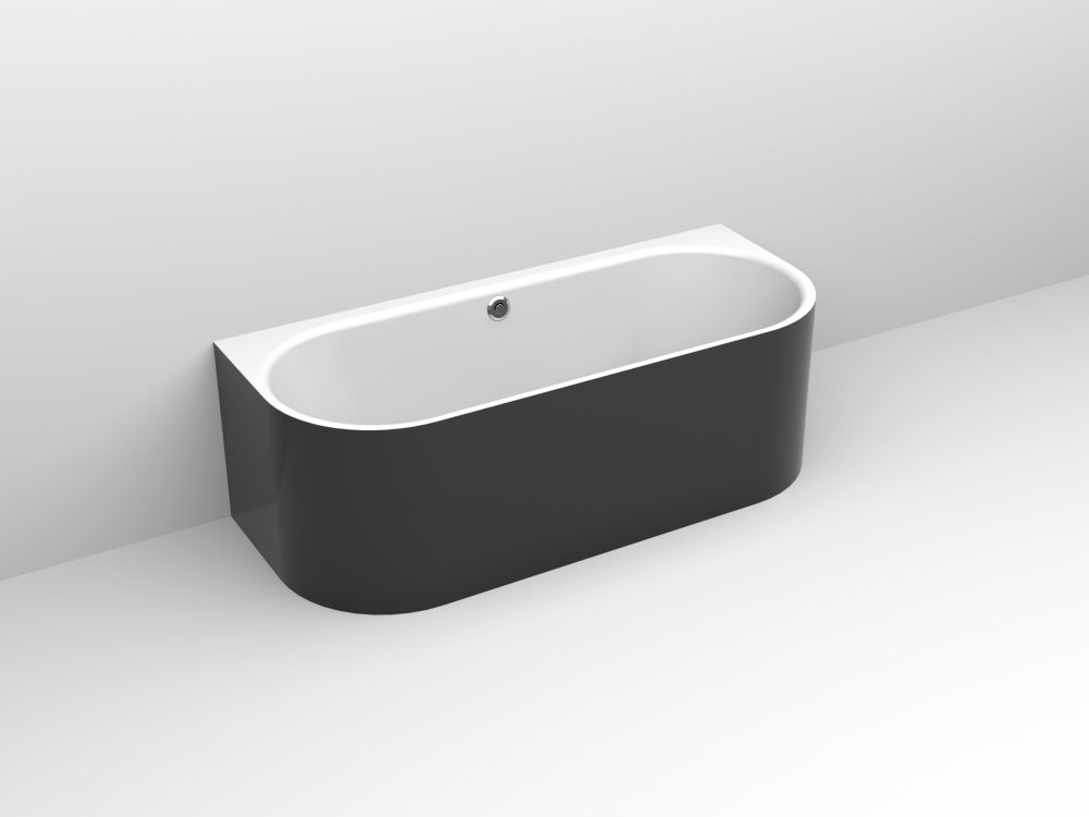 NEAT WALL BLACK GLOSS SAMOSTOJEĆA KADA 180x75x60 cm - Slika 2