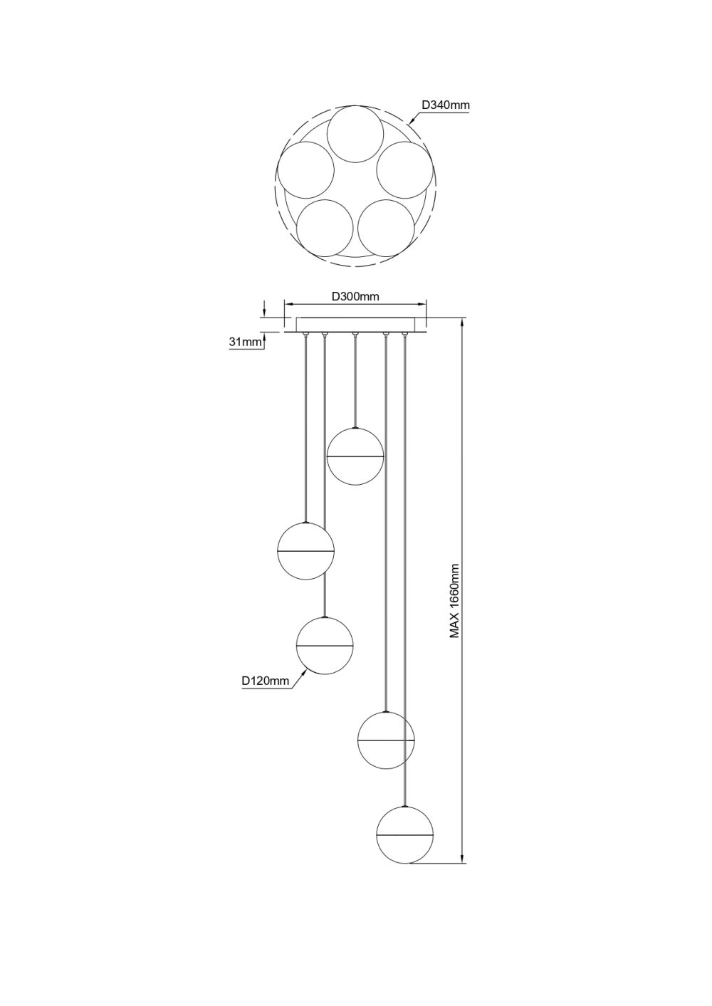 LED VISEĆA SVJETILJKA LUMINIS 5 D340 30W 1200lm 3000K IP20 BRUSHED GOLD - Slika 3