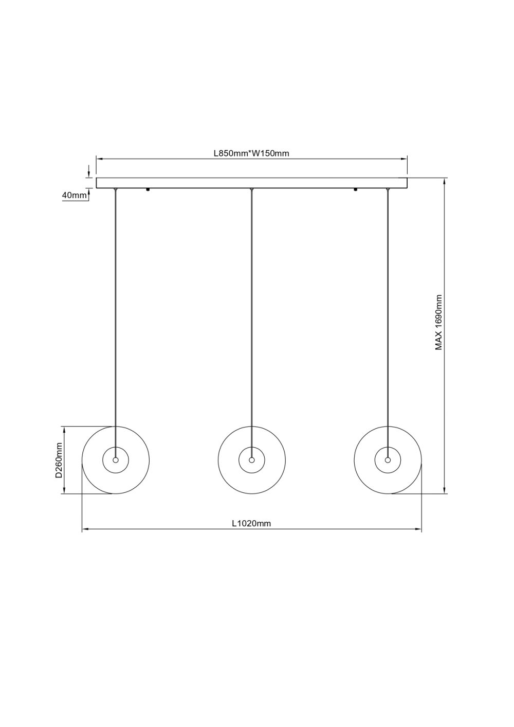 LED VISEĆA SVJETILJKA SOLARA 3 25W 950 lm 3000K IP20 MATTE BLACK - Slika 4