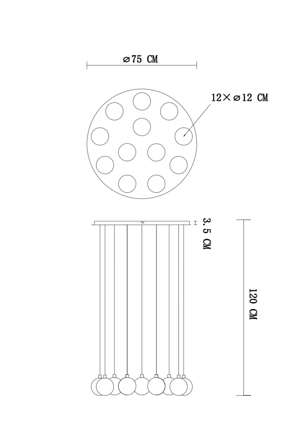 VISEĆA SVJETILJKA VERIS 12x3,5W G9 D750 IP20 SMOKY GREY GLASS - Slika 3