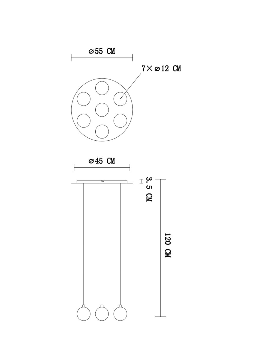 VISEĆA SVJETILJKA VERIS 7x3,5W G9 D550 IP20 SMOKY GREY GLASS - Slika 3